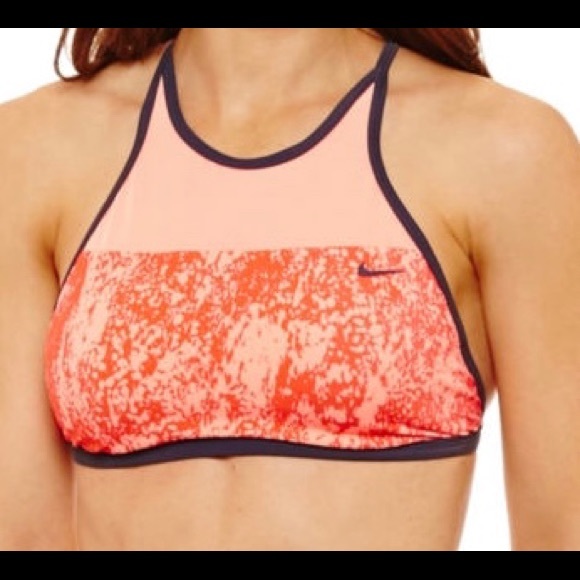NWT Nike size large high neck orange swim top - Picture 2 of 8